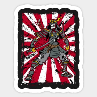 Skeleton Samurai Japanese Flag Sticker